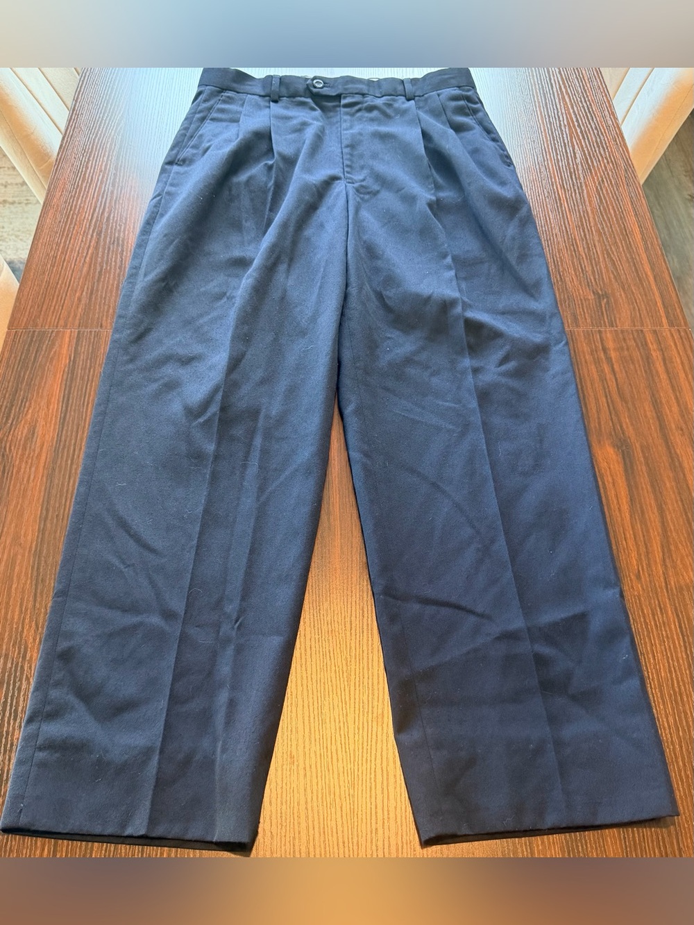 Louis Raphael Mens Navy Blue Double Pleated Dress Pants Trousers Slacks 32x30